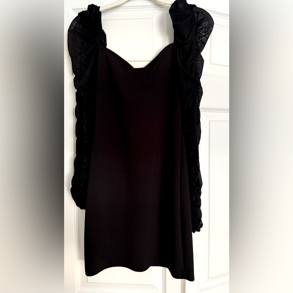Cute Little Black Dress with Sheer Sleeves